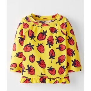 Hanna Andersson Sunblock Swimmy Rash Guard Girls 75 Swedish Yellow Strawberries